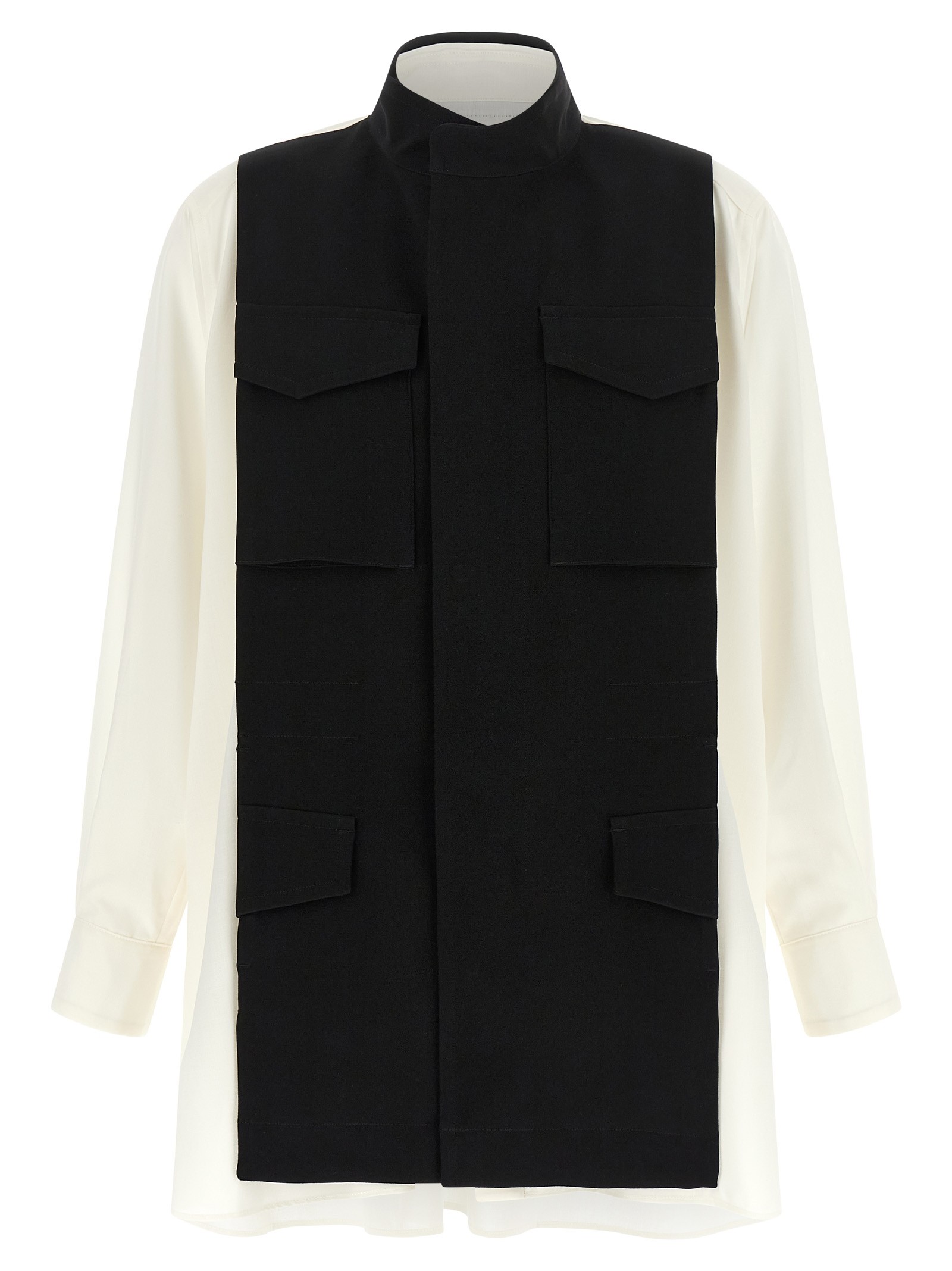 SACAI Hybrid Shirt With Front Panel Model.