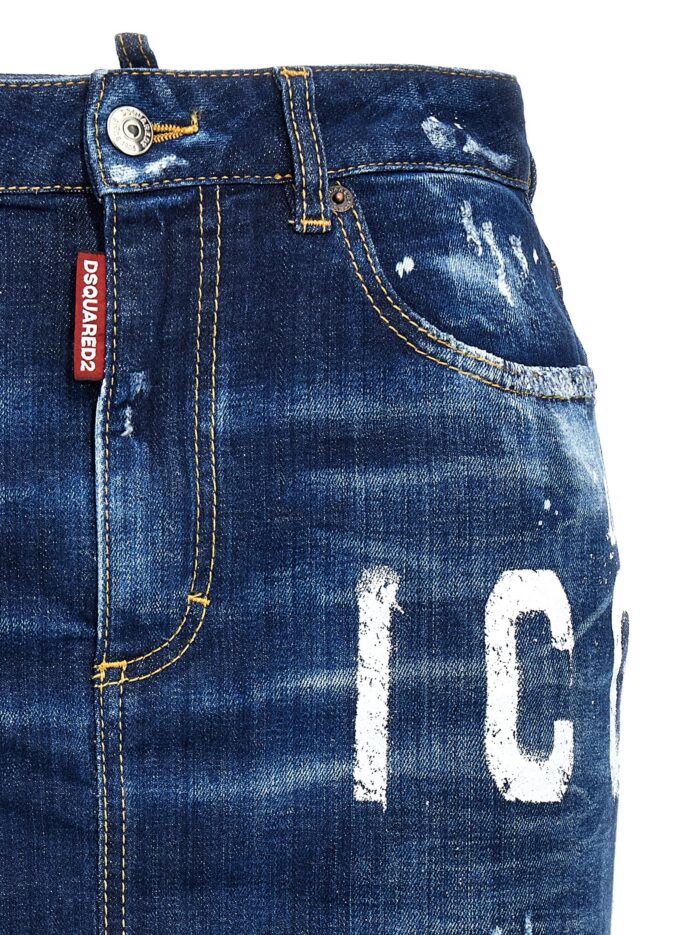 Dsquared2 'Icon Spray' Denim Skirt