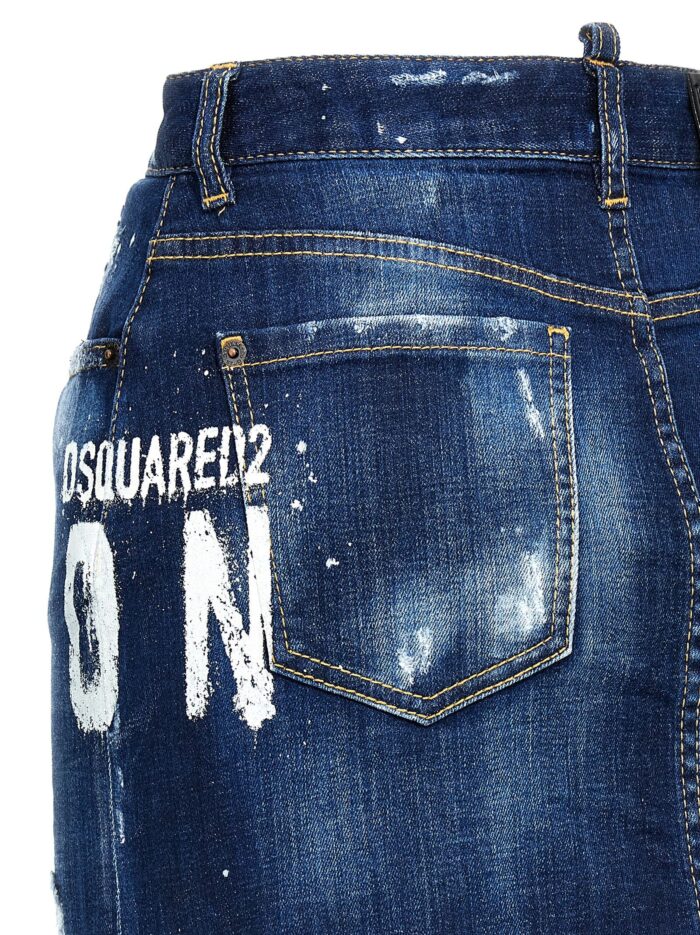 Dsquared2 'Icon Spray' Denim Skirt