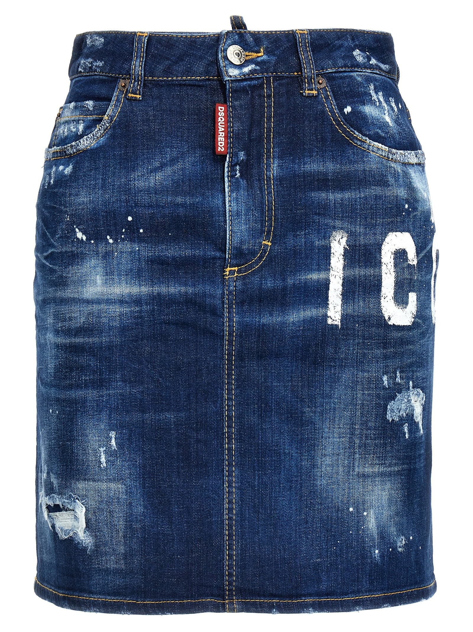 Dsquared2 'Icon Spray' Denim Skirt