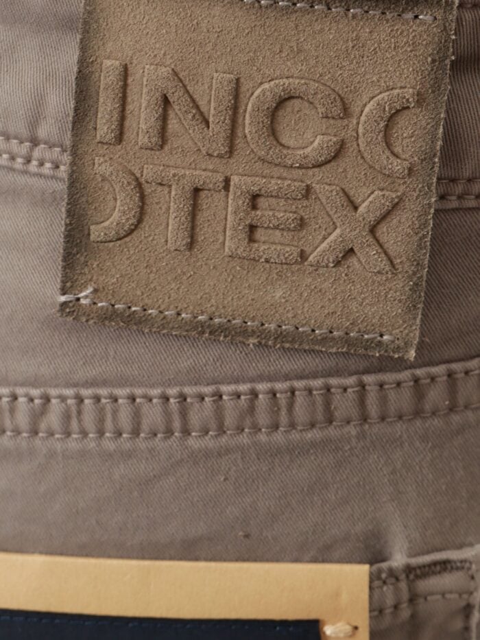 INCOTEX Stretch Cotton Trouser With Back Suede Logo Patch