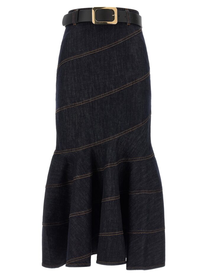 self portrait 'indigo denim belted midi' skirt SELF PORTRAIT 'Indigo Denim Belted Midi' Skirt