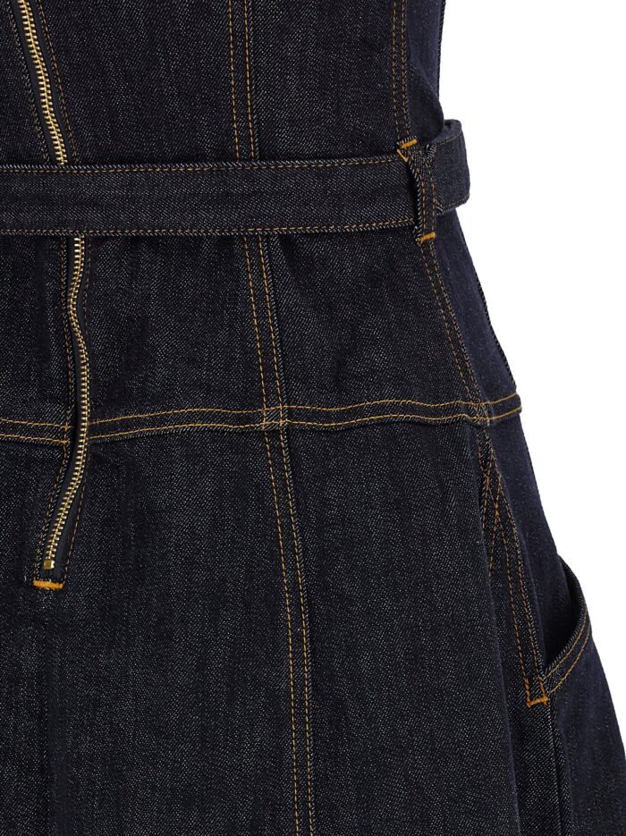 SELF PORTRAIT 'Indigo Denim Flared Midi' Dress