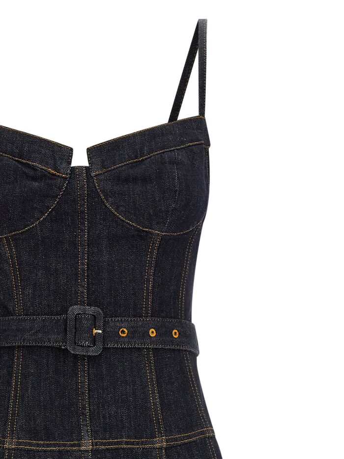 SELF PORTRAIT 'Indigo Denim Flared Midi' Dress