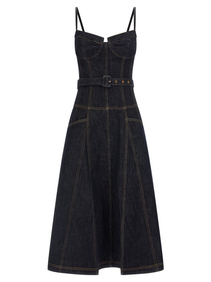 self portrait 'indigo denim flared midi' dress SELF PORTRAIT 'Indigo Denim Flared Midi' Dress