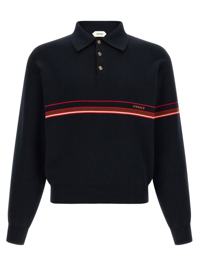 versace inlaid striped polo shirt Versace Inlaid Striped Polo Shirt