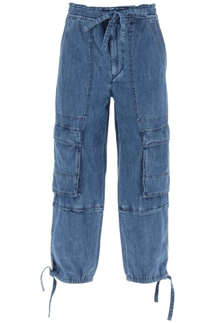 Isabel Marant Etoile Ivy Cargo Pants In Washed Effect Canvas Fabric