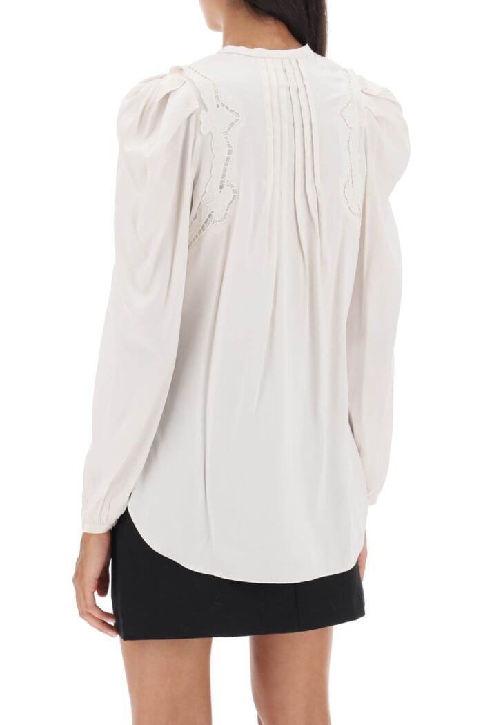 Isabel Marant 'joanea' Satin Blouse With Cutwork Embroideries