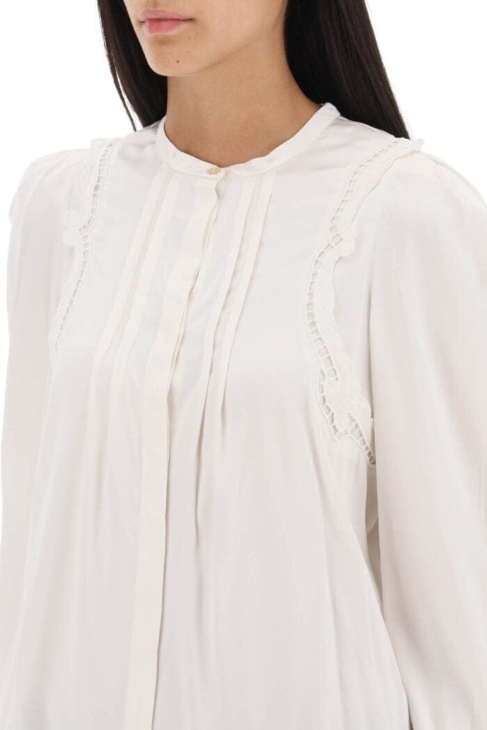 Isabel Marant 'joanea' Satin Blouse With Cutwork Embroideries