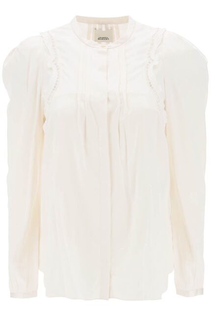 Isabel Marant 'joanea' Satin Blouse With Cutwork Embroideries