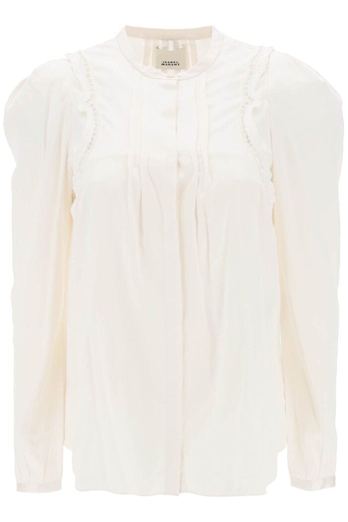 Isabel Marant 'joanea' Satin Blouse With Cutwork Embroideries