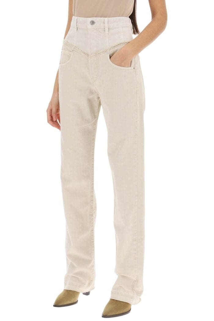 Isabel Marant Noemie Loose Jeans In Two-tone Denim