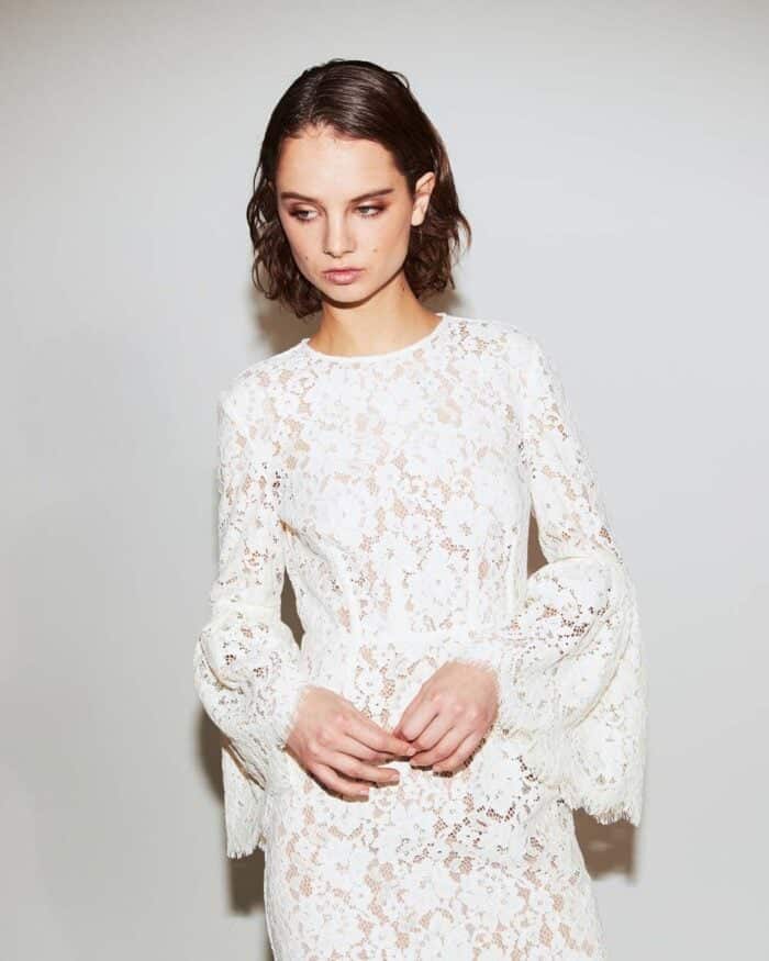 Ivory Cotton Lace Midi Dress