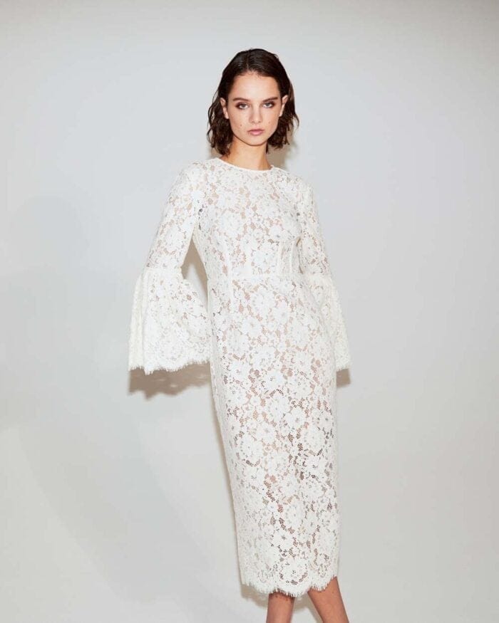 Ivory Cotton Lace Midi Dress