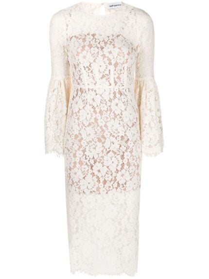 Ivory Cotton Lace Midi Dress