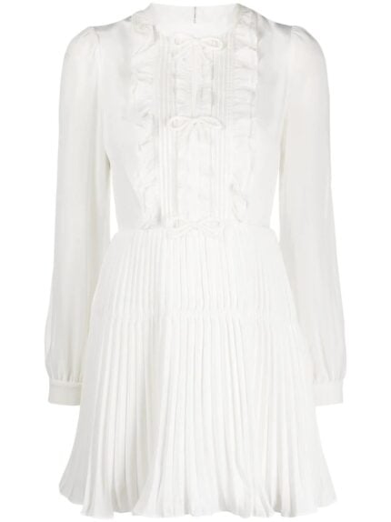 Ivory Ruffled Bib Mini Dress