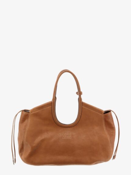 Miu Miu Ivy Leather Handbag With Front Lettering Logo