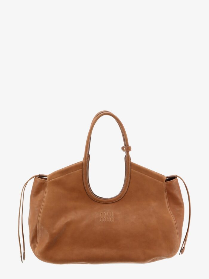 miu miu ivy leather handbag with front lettering logo Miu Miu Ivy Leather Handbag With Front Lettering Logo
