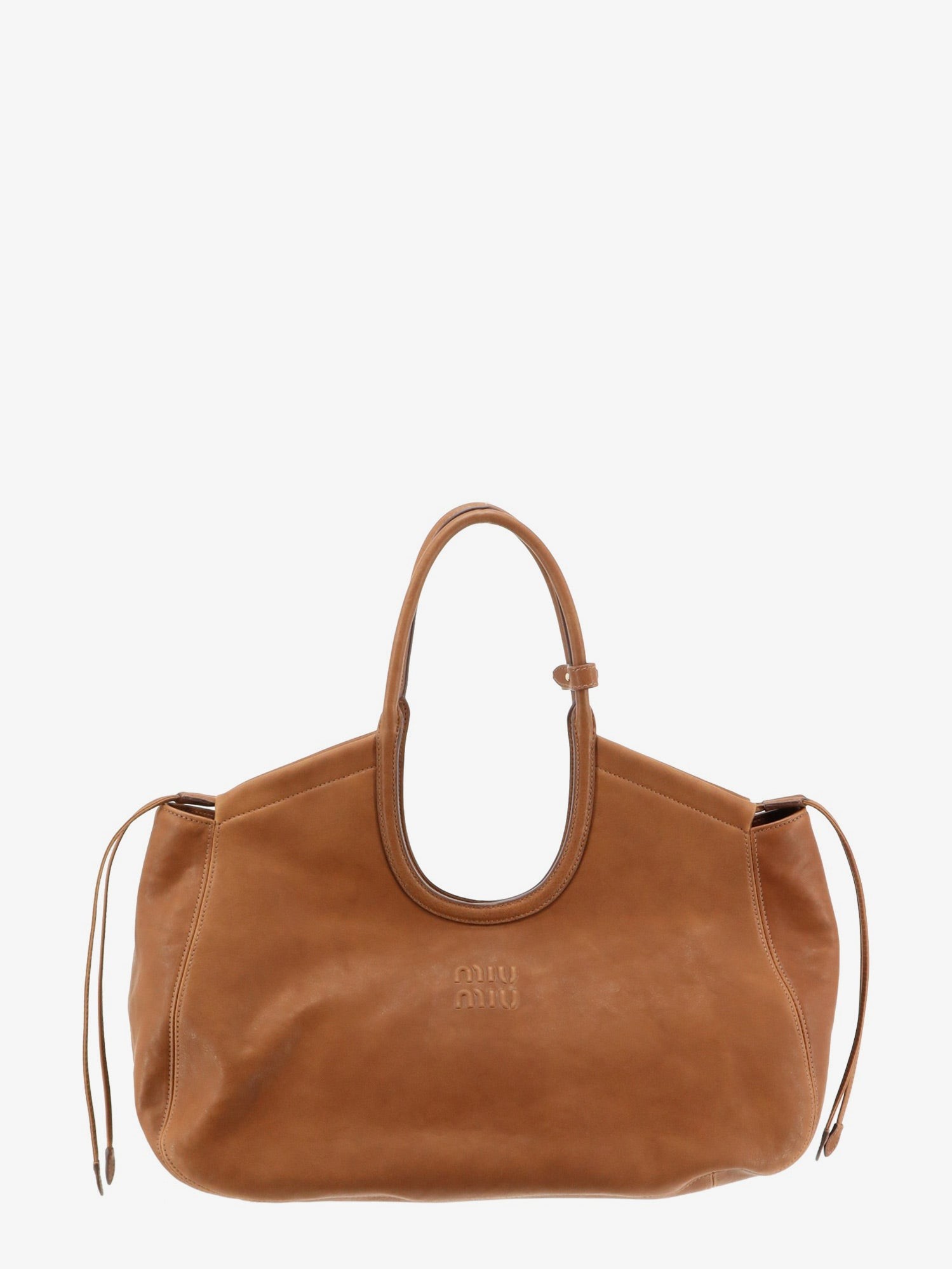 Miu Miu Ivy Leather Handbag With Front Lettering Logo