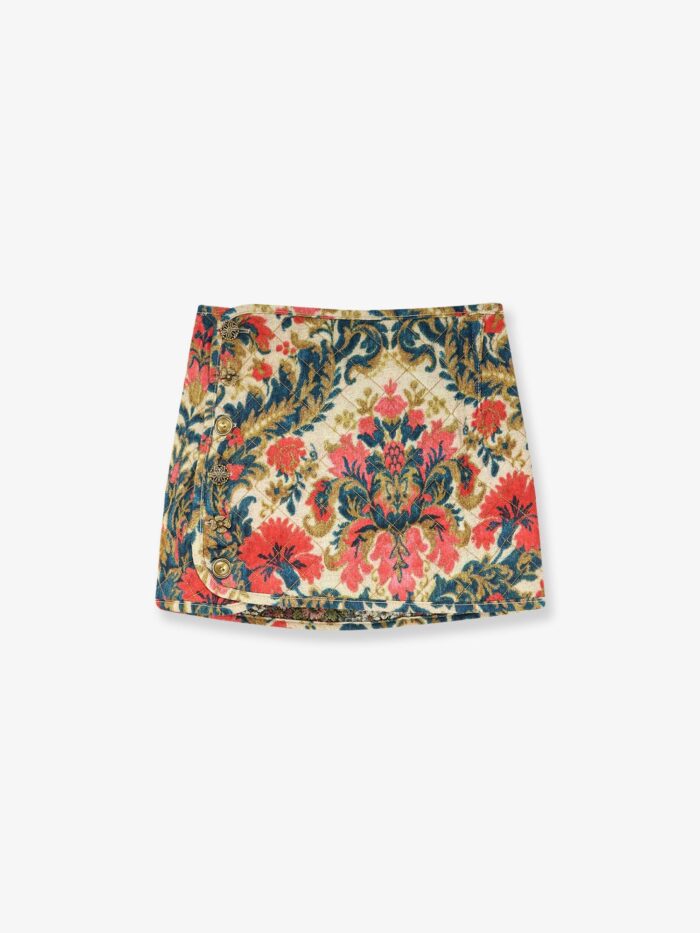 FARM RIO Jacquard Arabesque Matelassé Mini Skirt