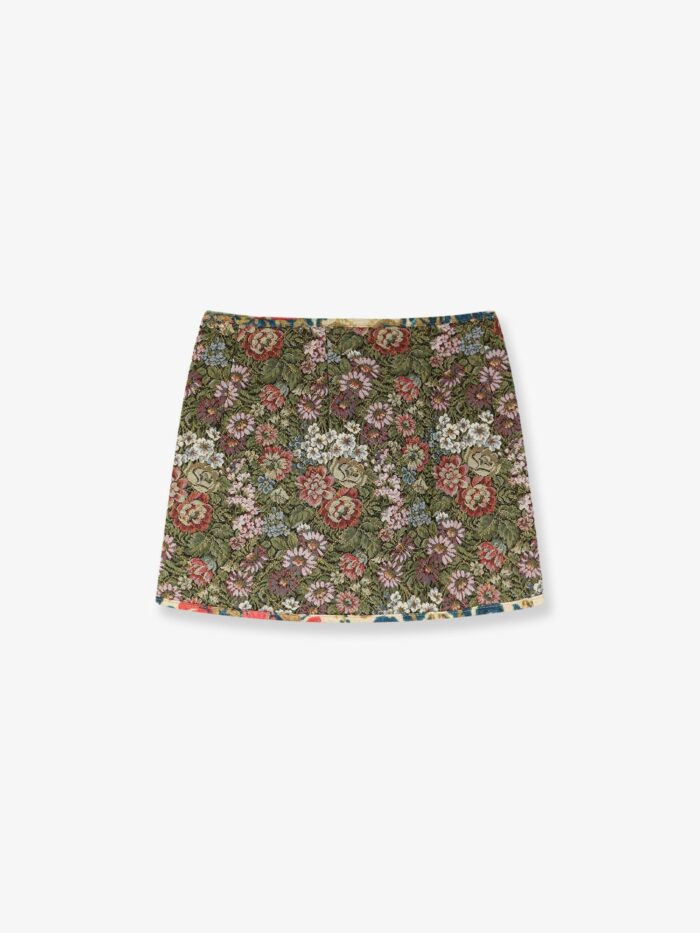 FARM RIO Jacquard Arabesque Matelassé Mini Skirt