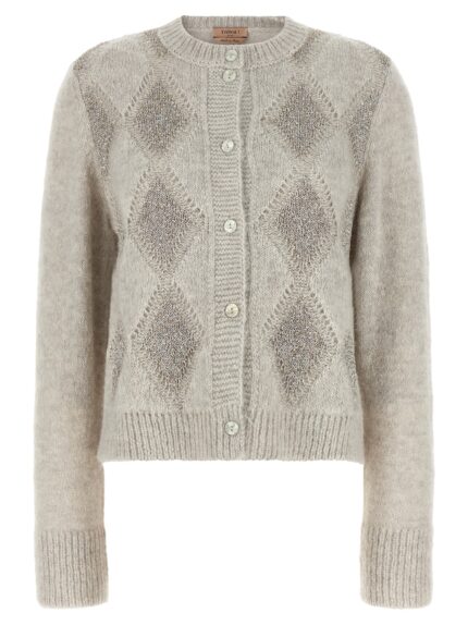 TWIN SET Jacquard Diamond Cardigan
