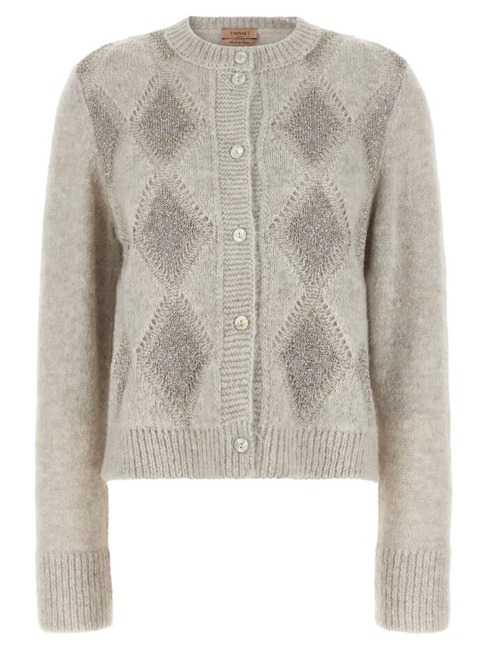 TWIN SET Jacquard Diamond Cardigan