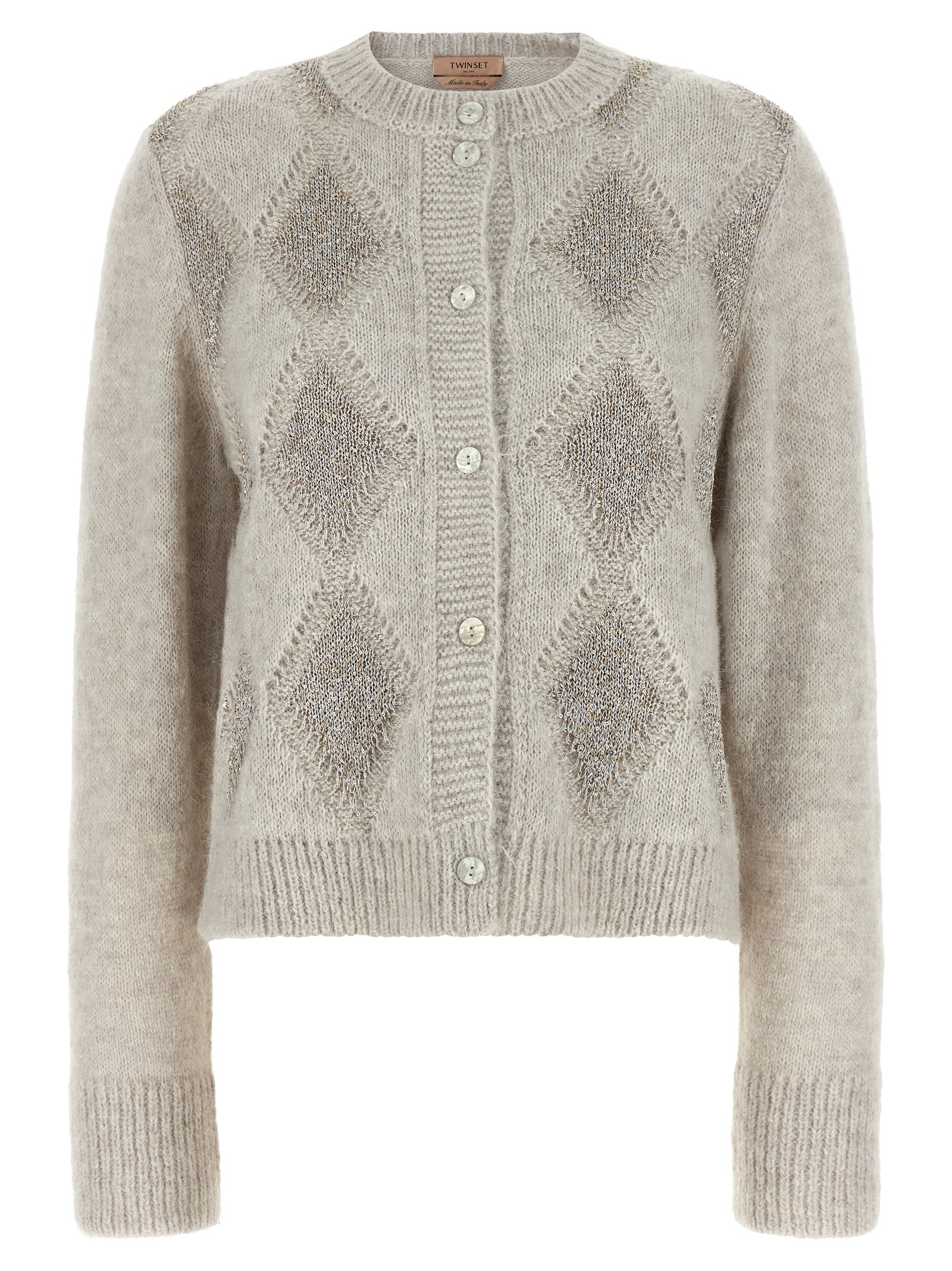 TWIN SET Jacquard Diamond Cardigan