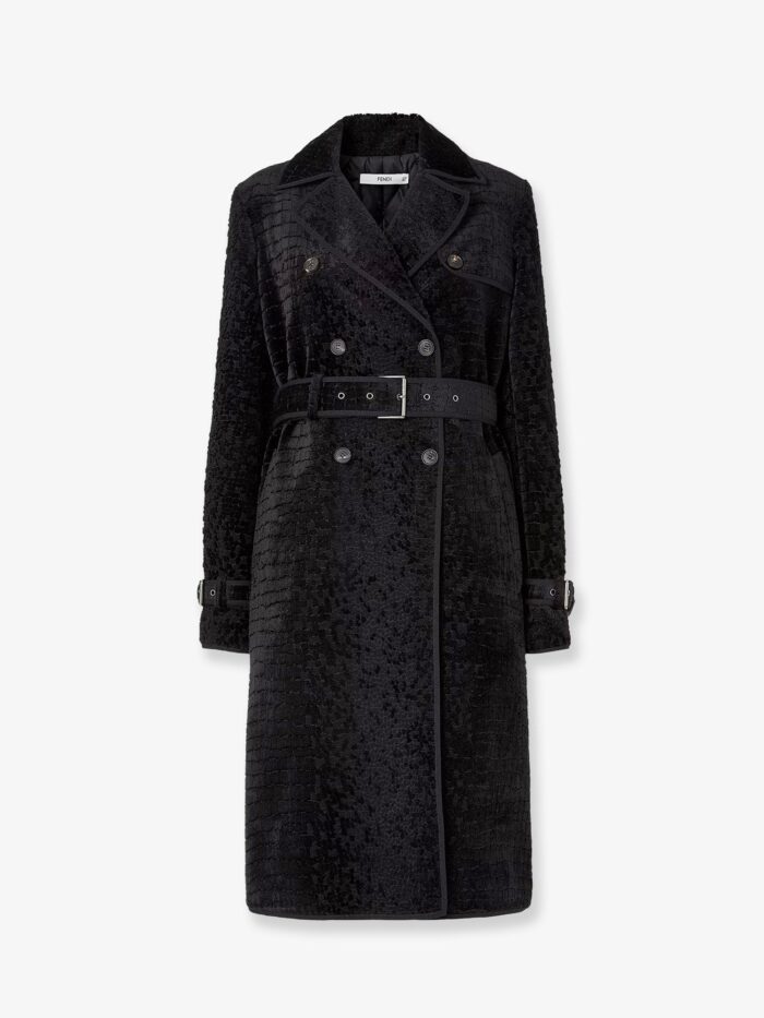 Fendi Jacquard Velvet Coat With Aniaml Print
