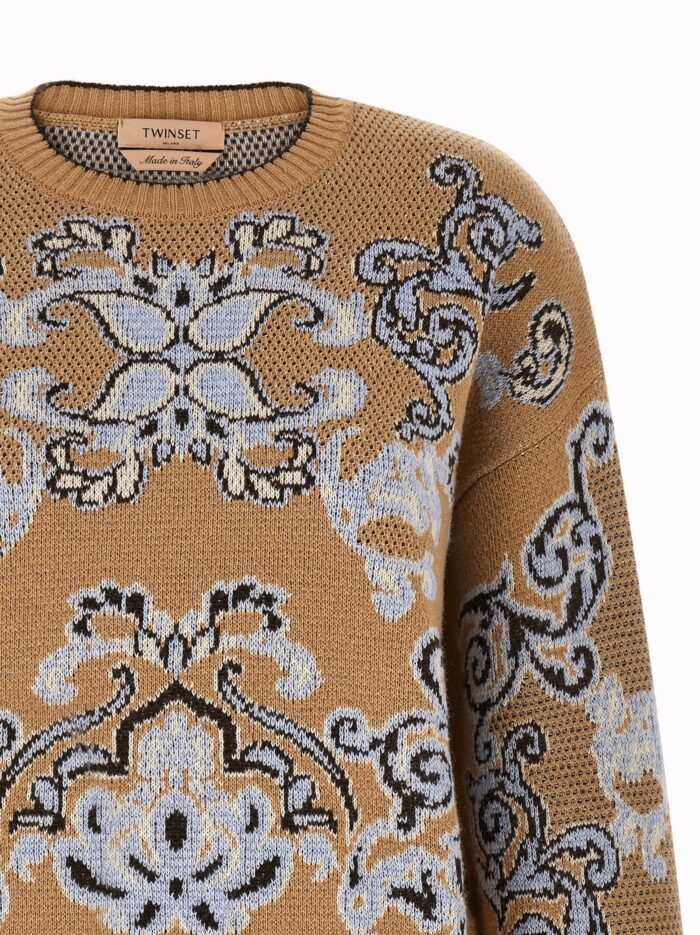 TWIN SET Jacquard Wool Blend Sweater
