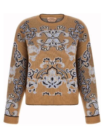 TWIN SET Jacquard Wool Blend Sweater