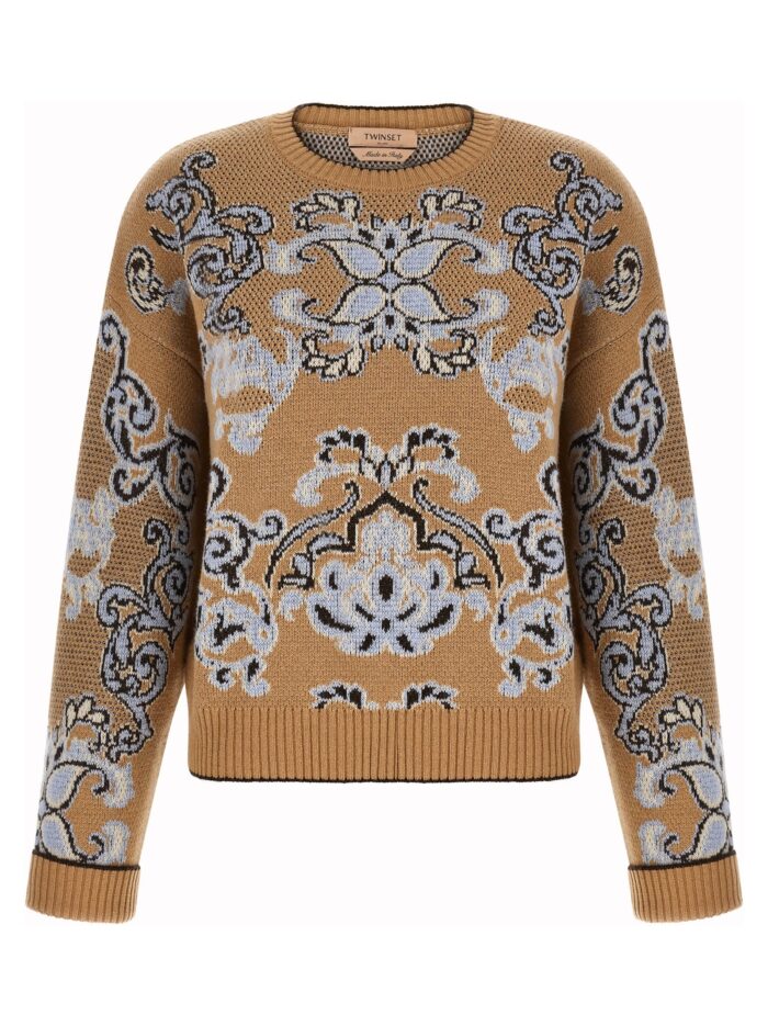 TWIN SET Jacquard Wool Blend Sweater