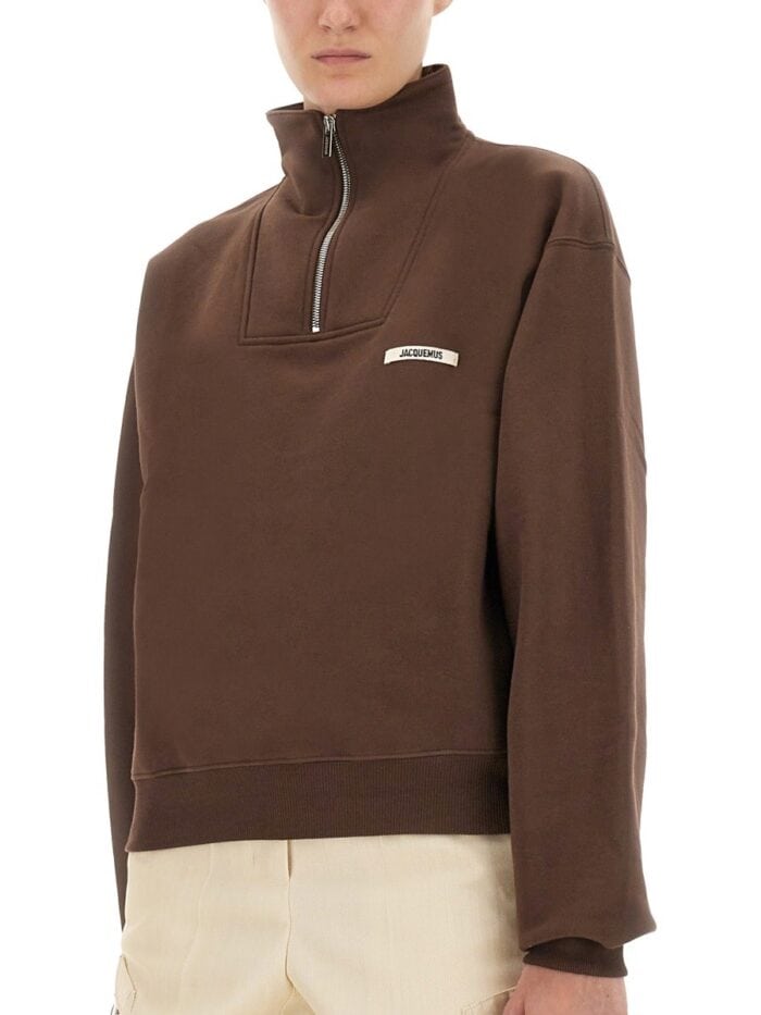 JACQUEMUS GROSGRAIN SWEATSHIRT WITH TURTLENECK