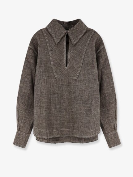 SOEUR Jana Shirt With Stitching In Melange Linen
