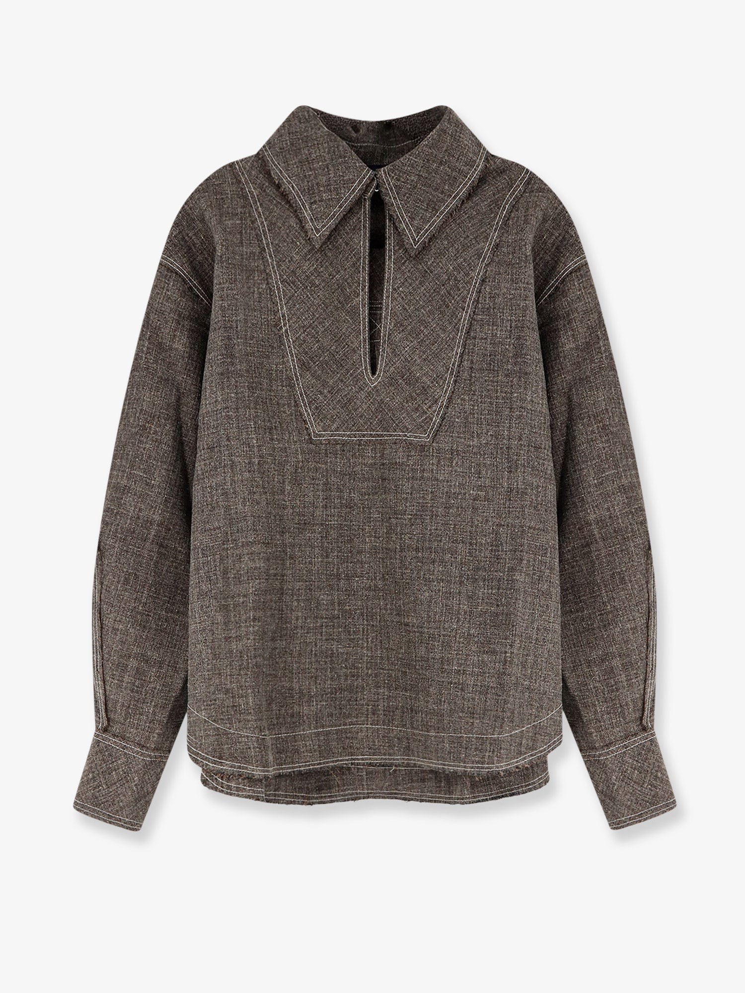 SOEUR Jana Shirt With Stitching In Melange Linen