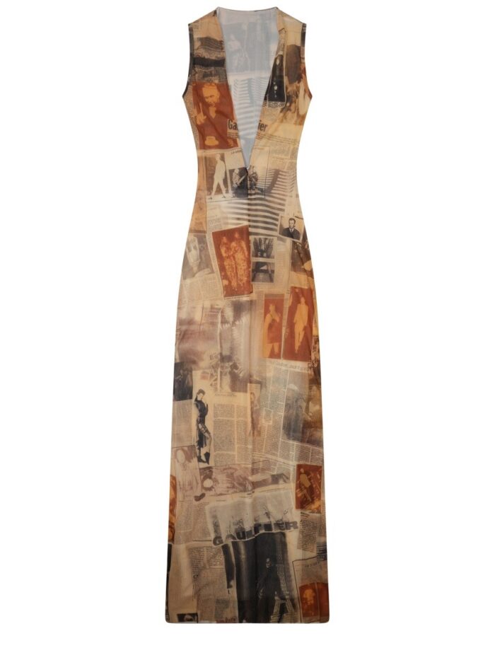 JEAN PAUL GAULTIER ABITO LUNGO CON STAMPA "JOURNAL"