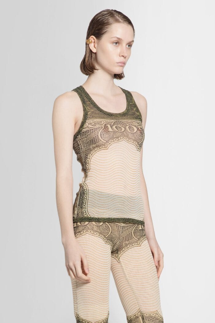 JEAN PAUL GAULTIER Cartouche Print Mesh Tank Top