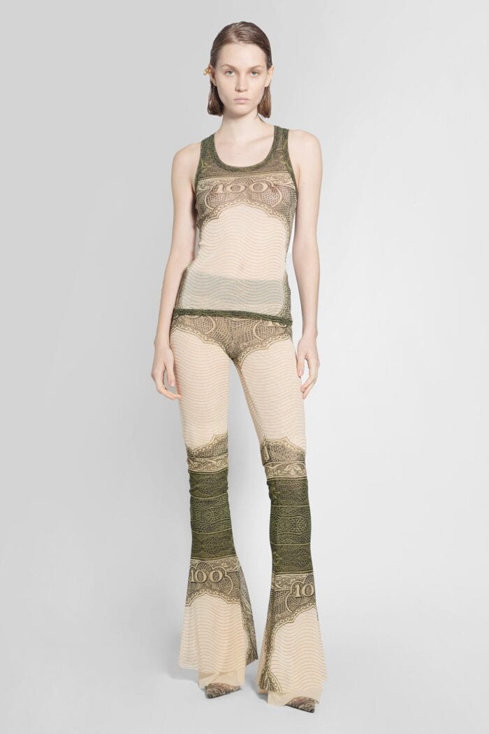 JEAN PAUL GAULTIER Cartouche Print Mesh Tank Top