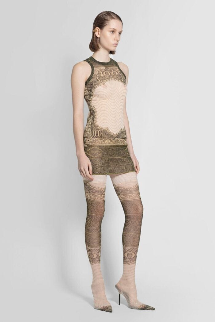 JEAN PAUL GAULTIER Cartouche Sleeveless Short Mesh Dress