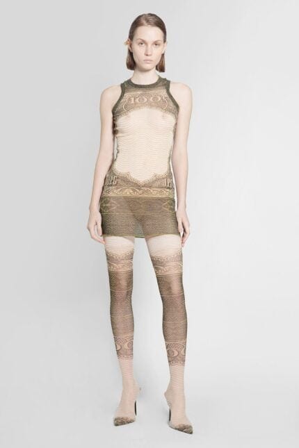 JEAN PAUL GAULTIER Cartouche Sleeveless Short Mesh Dress