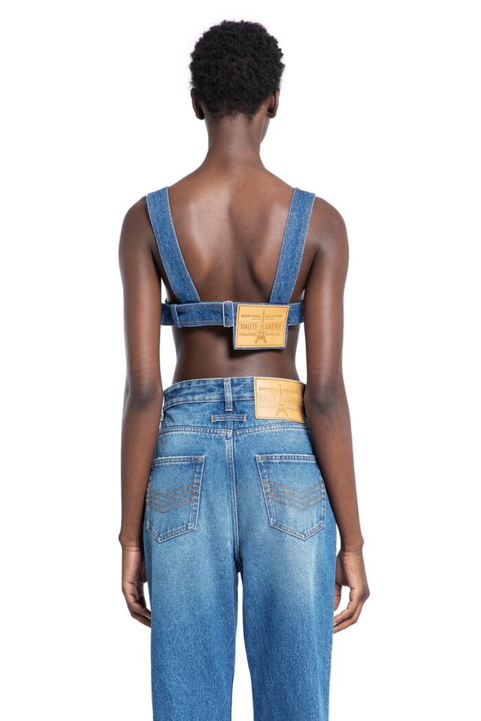 JEAN PAUL GAULTIER Denim Bra With Overall Buckled Strap