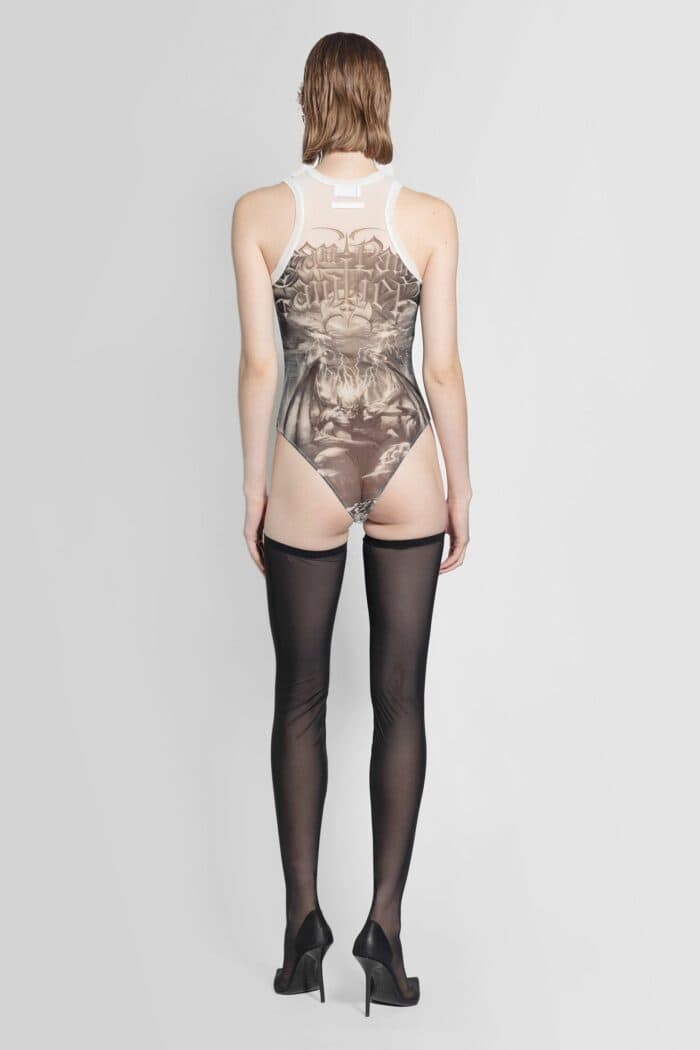 JEAN PAUL GAULTIER Diablo Print Mesh Bodysuit