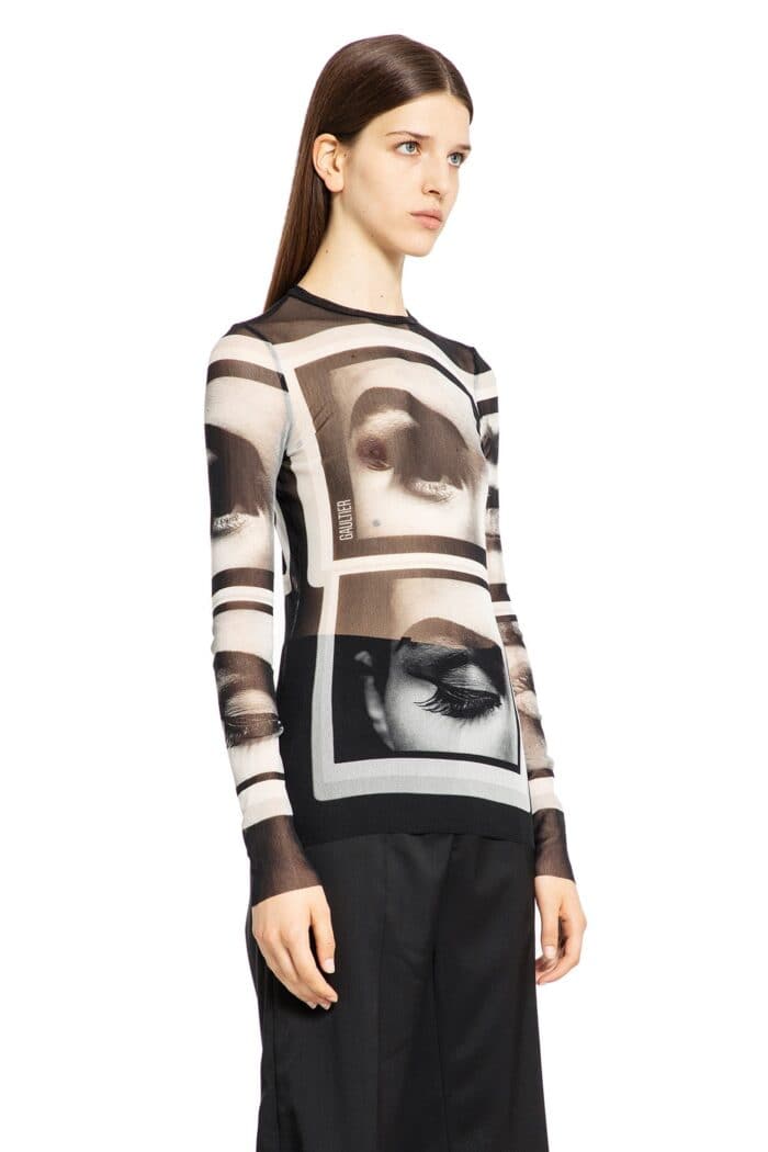 JEAN PAUL GAULTIER Eyes And Lips Mesh Long Sleeve Top