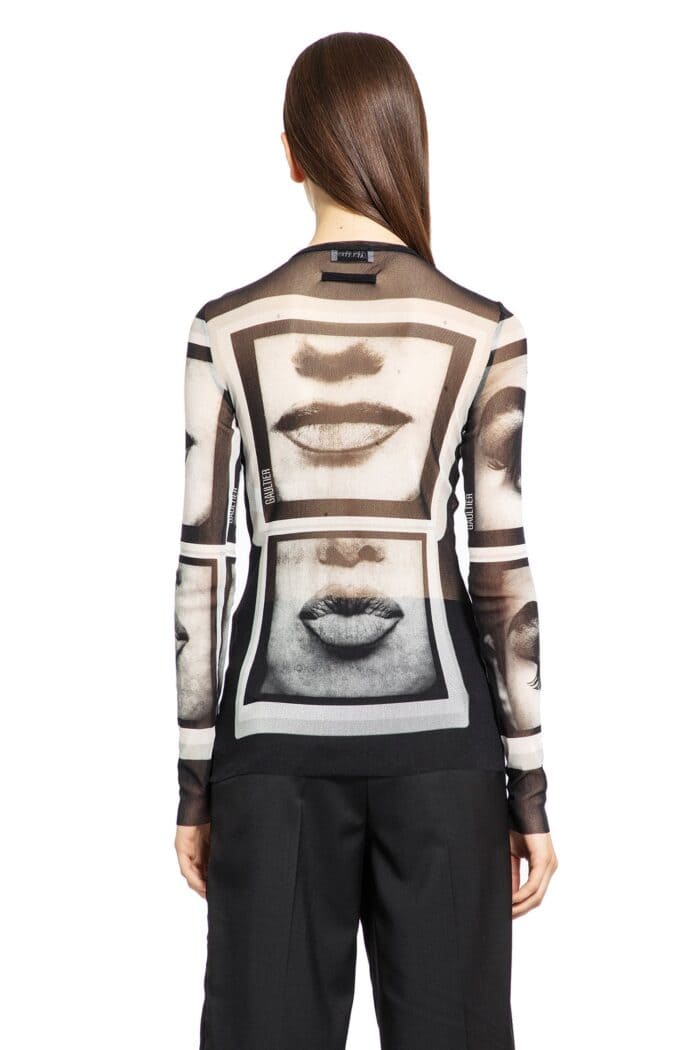 JEAN PAUL GAULTIER Eyes And Lips Mesh Long Sleeve Top