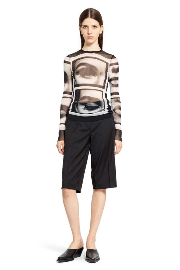 JEAN PAUL GAULTIER Eyes And Lips Mesh Long Sleeve Top