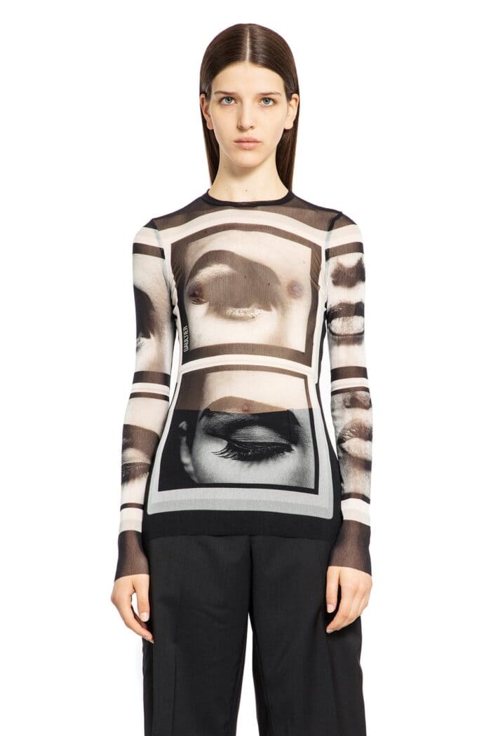 JEAN PAUL GAULTIER Eyes And Lips Mesh Long Sleeve Top