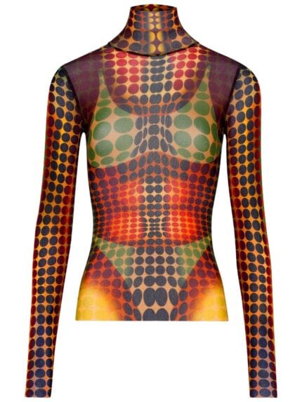 JEAN PAUL GAULTIER HIGH NECK TOP WITH PRINT