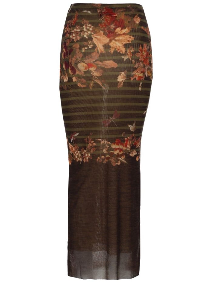 JEAN PAUL GAULTIER LONG SKIRT WITH "MARINIERE GRAPE" PRINT