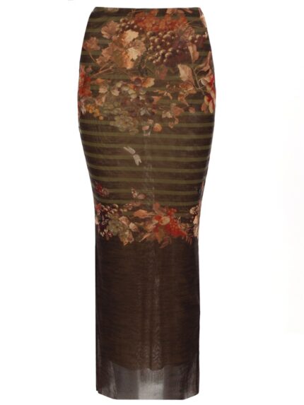 JEAN PAUL GAULTIER LONG SKIRT WITH "MARINIERE GRAPE" PRINT