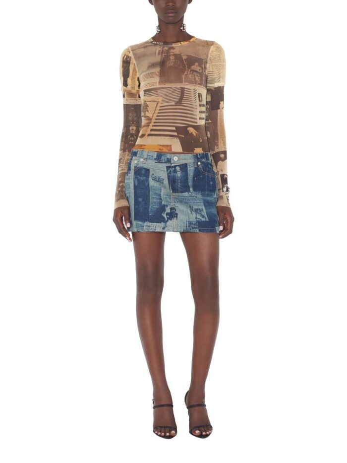 JEAN PAUL GAULTIER MINISKIRT WITH "NEWSPAPER" PRINT